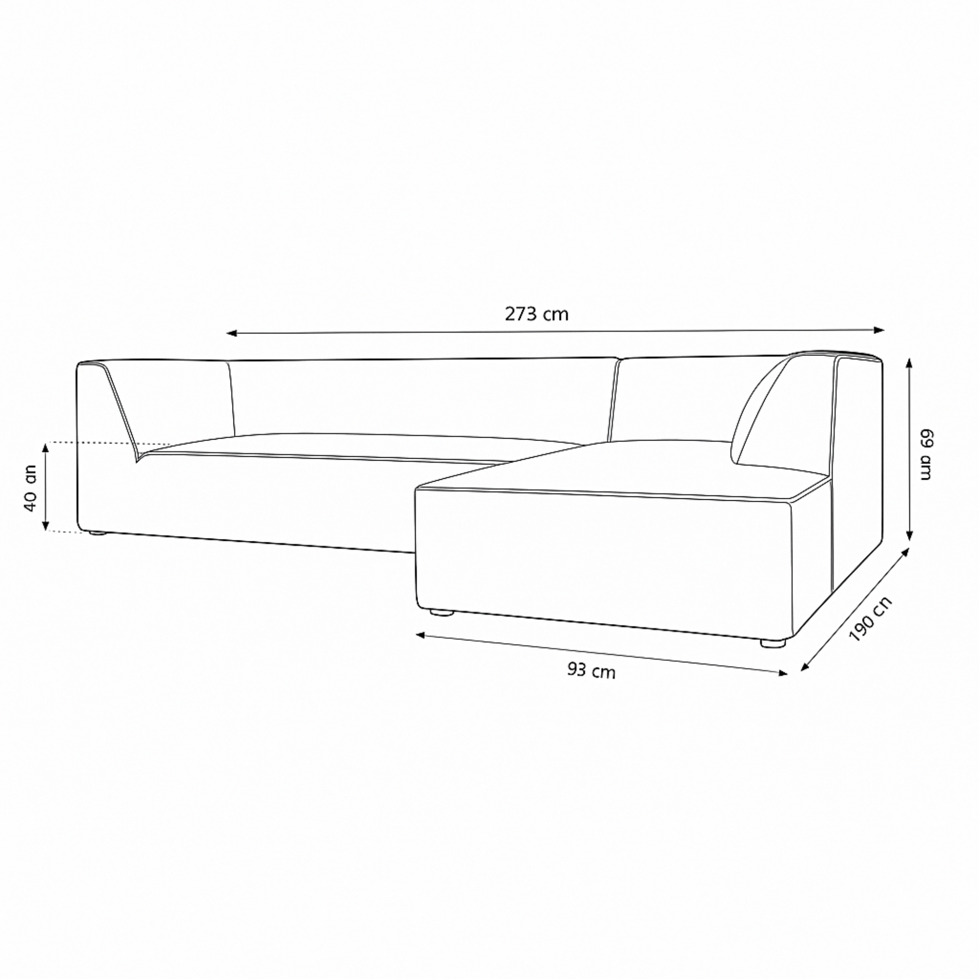 Demi 3-Seater Corduroy Fabric L-Shape Corner Sofa