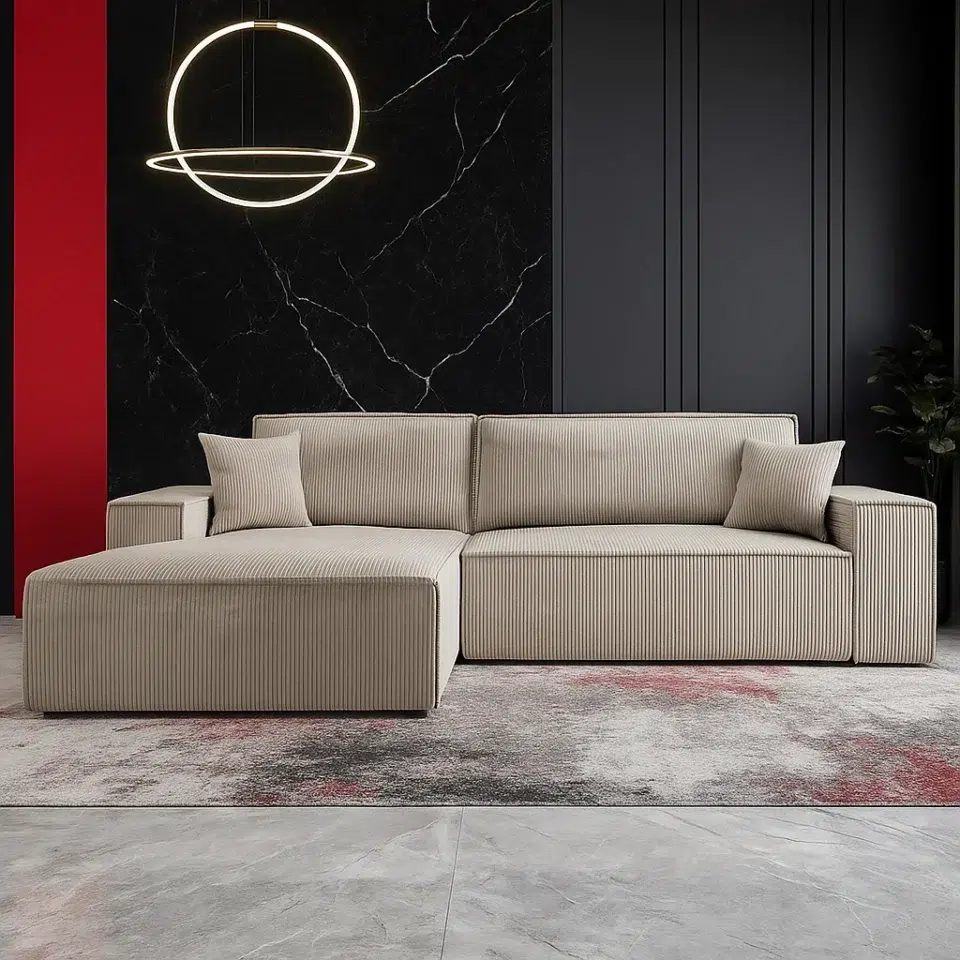 Hoekbank 3-Seater Corduroy Fabric L-Shape Corner Sofa…