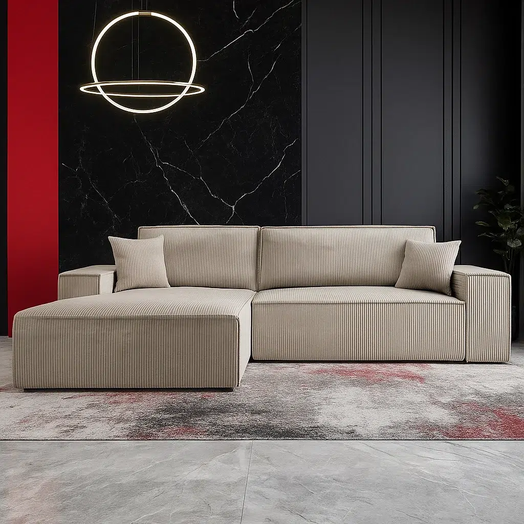 Hoekbank 3-Seater Corduroy Fabric L-Shape Corner Sofa