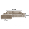 Hoekbank 3-Seater Corduroy Fabric L-Shape Corner Sofa