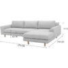 Bella 3-Seater L-Shape sofa Polyester – Light Grey