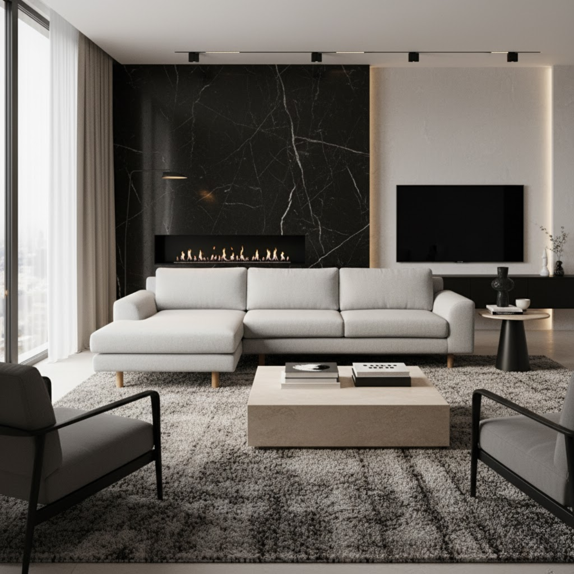 Bella 3-Seater L-Shape sofa Polyester – Light Grey