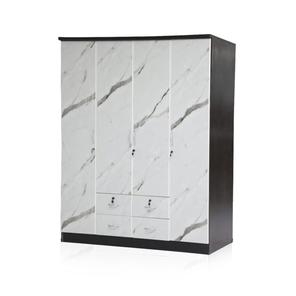 4 Door Marble Wardrobe with 4 Drawers – Wenge Marble…