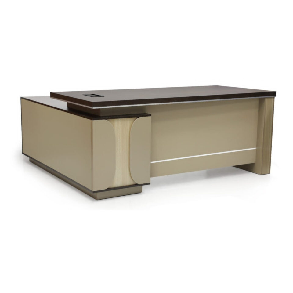 Iris Executive Office Desk With Drawers- Color Coffee Grey 180cm…