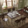 Sheesham Wooden Steel Dining Table Set