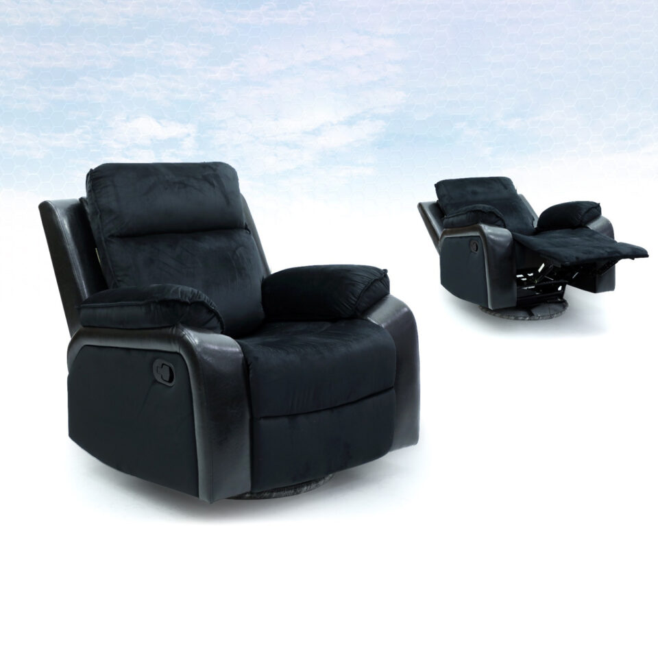 Dimas 1 Seater Manual Recliner Fabric Sofa – Black