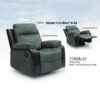 Dimas 1 Seater Manual Recliner Fabric Sofa – Grey Olive Black