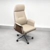 Shoreditch Boss Executive Office Chair Steel Structure, PU Leather 360 Swivel Beige & Brown