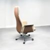 Shoreditch Boss Executive Office Chair Steel Structure, PU Leather 360 Swivel Beige & Brown