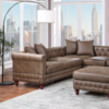 Crawford 4-Seater Faux Leather L-Shape Corner Sofa – Brown