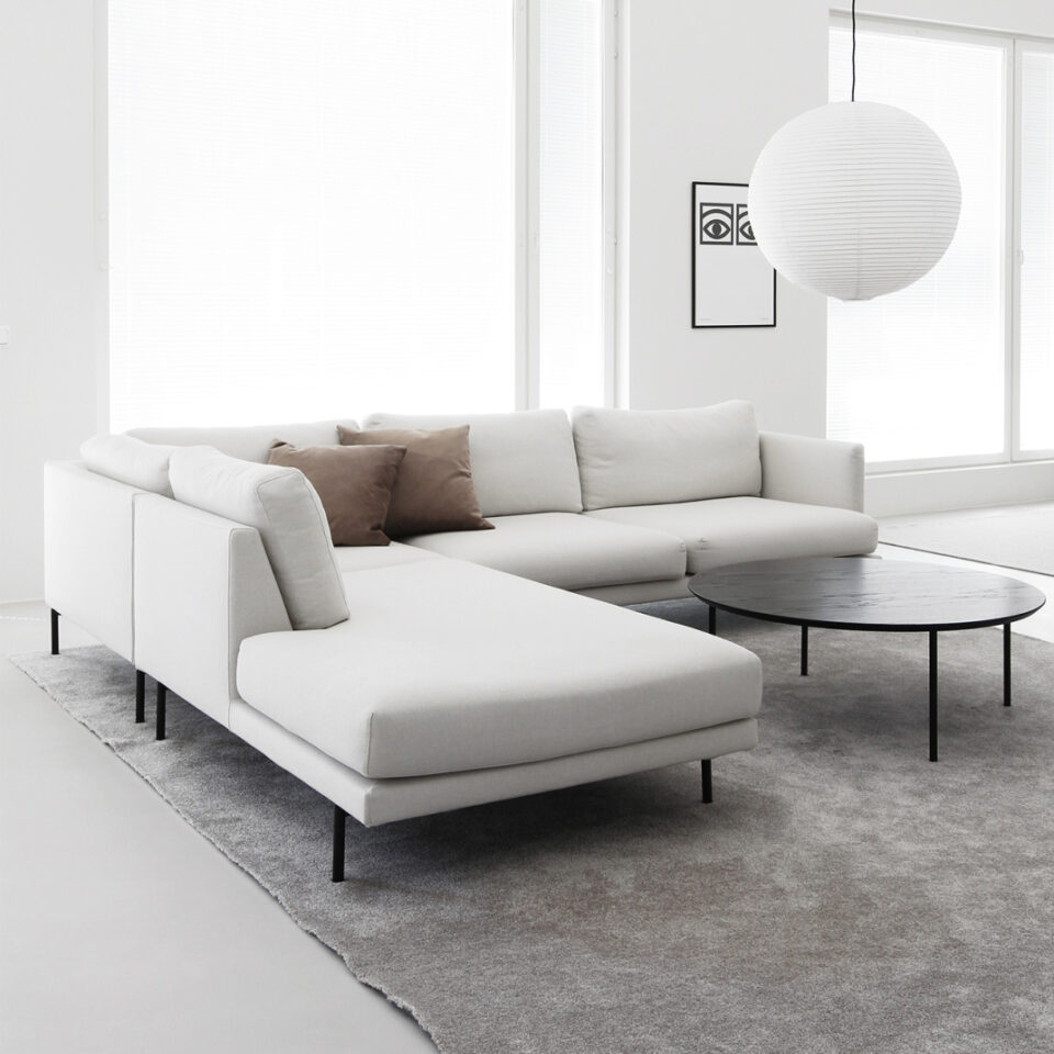 Ridley 4-Seater Polyester L-Shape Corner Sofa – White…