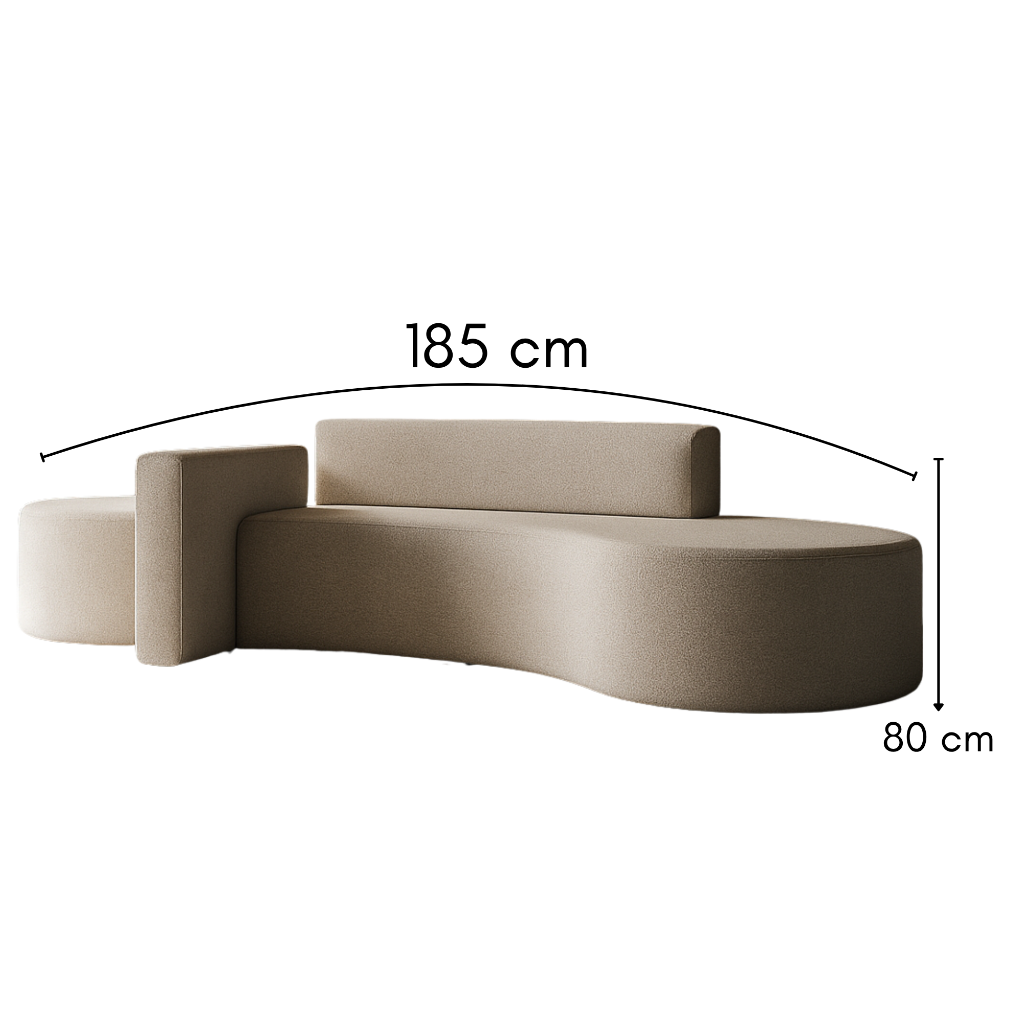 Salmon 2-Seater Boucle Curved Sofa