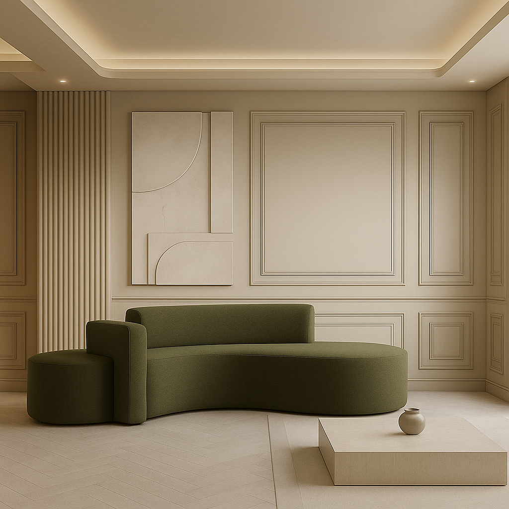 Salmon 2-Seater Boucle Curved Sofa