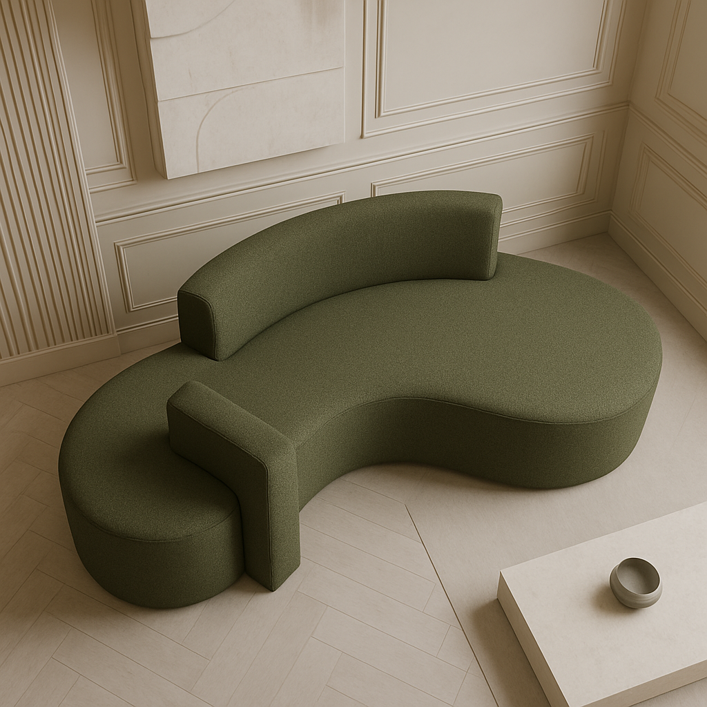 Salmon 2-Seater Boucle Curved Sofa