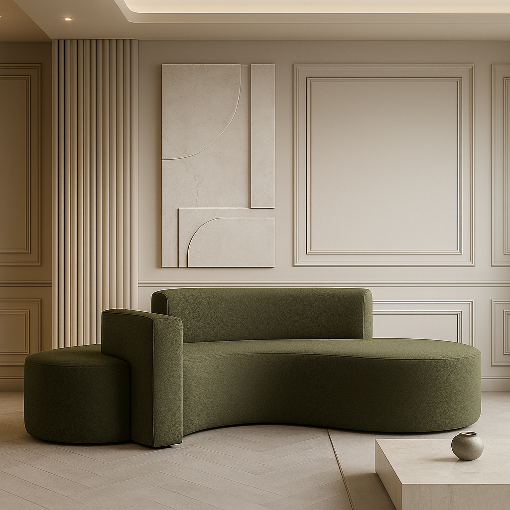 Salmon 2-Seater Boucle Curved Sofa