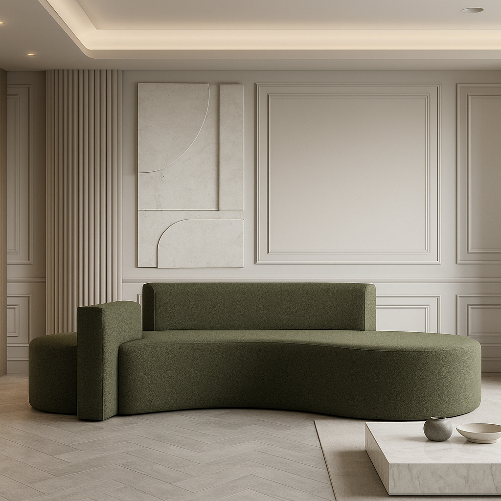 Salmon 2-Seater Boucle Curved Sofa