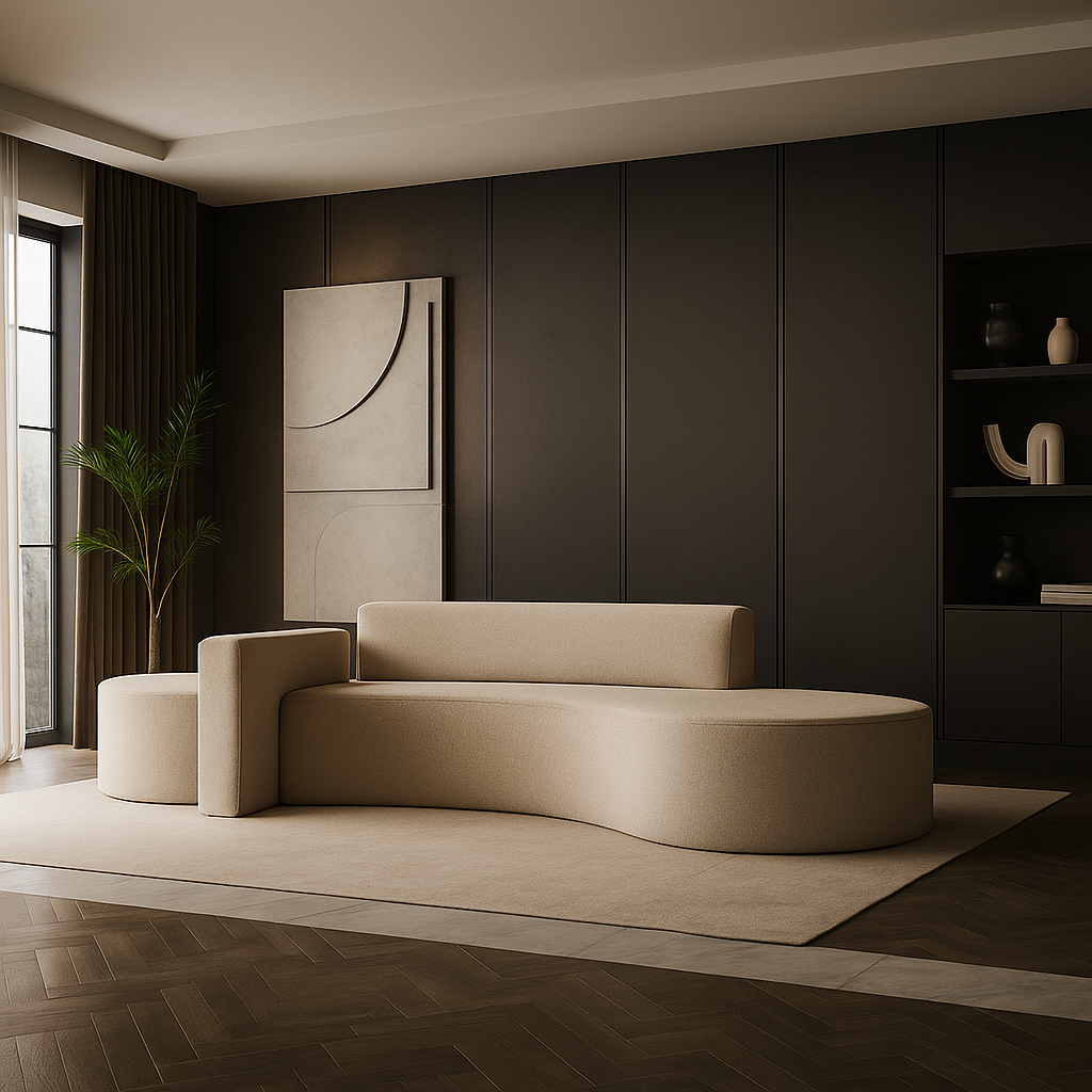 Salmon 2-Seater Boucle Curved Sofa