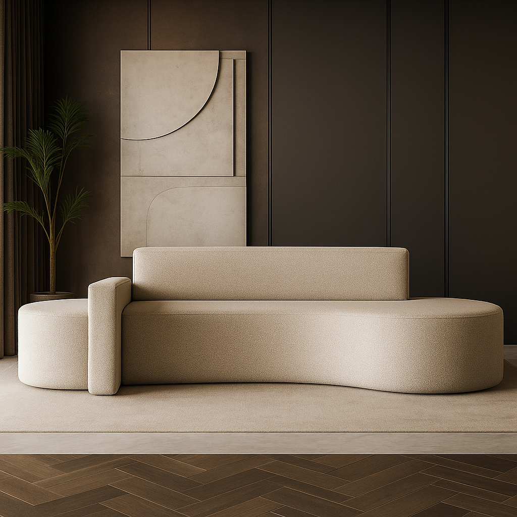 Salmon 2-Seater Boucle Curved Sofa