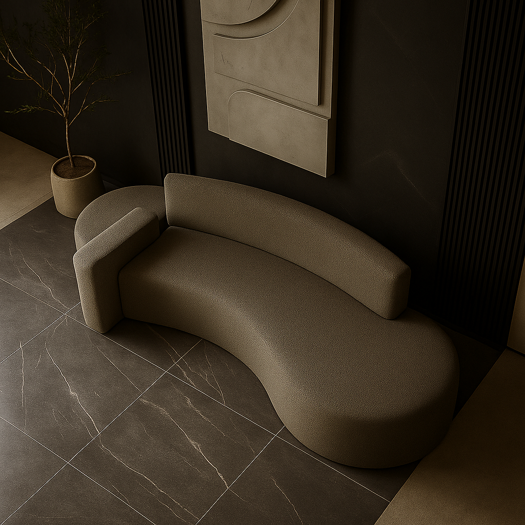 Salmon 2-Seater Boucle Curved Sofa