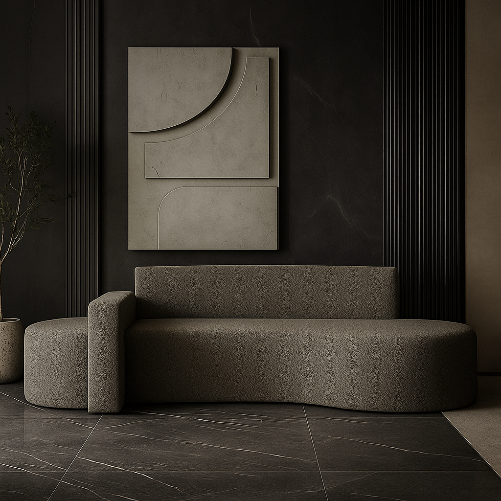 Salmon 2-Seater Boucle Curved Sofa