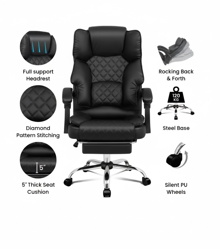 Karnak Executive Office Chair – PU Leather Diamond Pattern