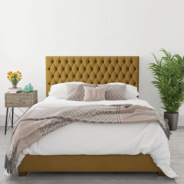 Vik Velvet Tufted  Headborad Bed Luxury Modern Bed Frame for Bedroom…