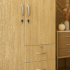 Modern 2 Door Wooden Wardrobe with Drawers – Natural Oak Finish