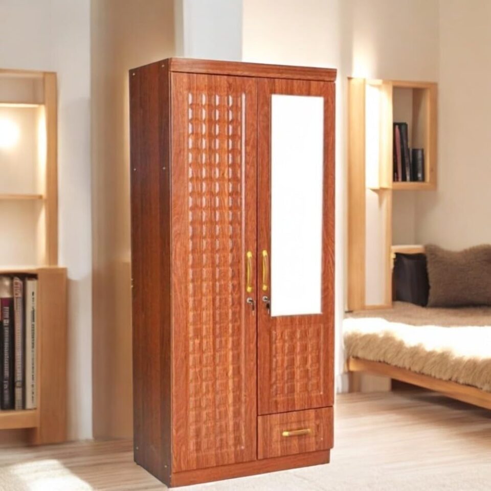 Kavar 2 Doors Wooden With Drawer and Mirror…