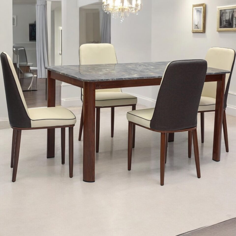 Nansi Marble Dining Table for 4 People Ash Cappuccino