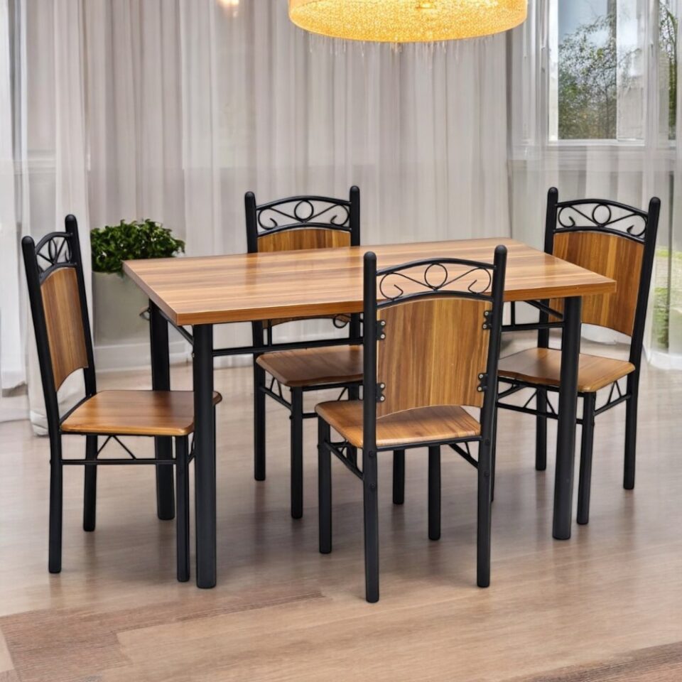 Dining Table Set Wooden Steel Oak…