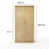Modern 2 Door Wooden Wardrobe with Drawers – Natural Oak Finish