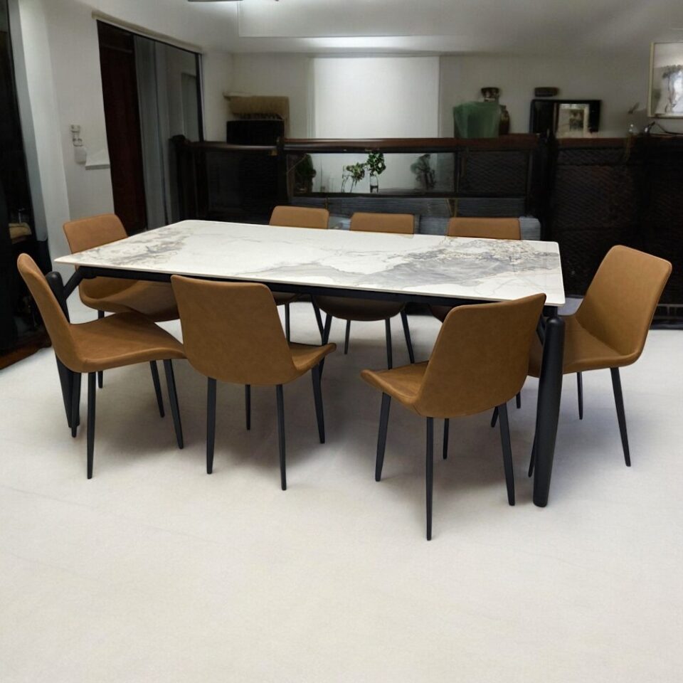 Sameqa 8 Seater Dining Table Set Brown…