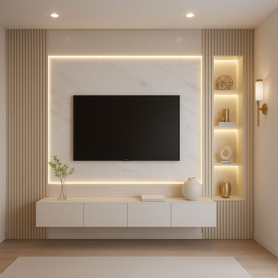 Atelier Luxury Modern TV Unit with Wood Paneling