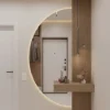 Modern Entryway Mirror with LED Backlight and Floating Console