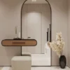 Forge Modern Arched Mirror Console with Floating Storage