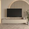 Ewerint Floating TV Unit with Arched Slat Wall Panel