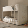 Radir Kids Upholstered Bunk Bed with Ladder – Modern Space-Saving Twin Bed for Children & Teens