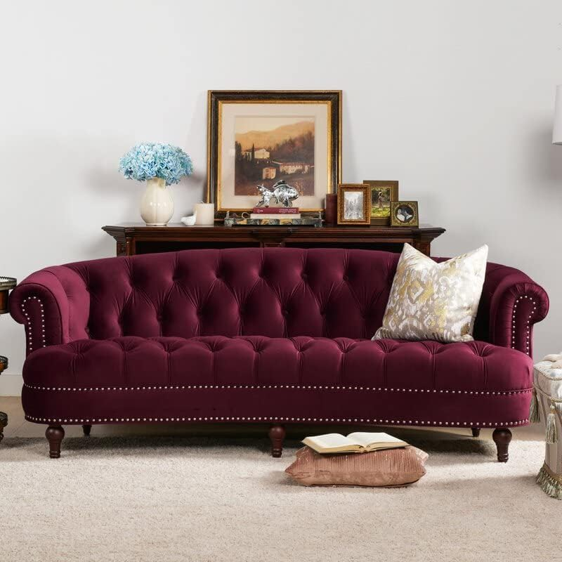 Karnak Dint Rolled Arm 2 Seater Velvet Sofa – Amaranth Purple