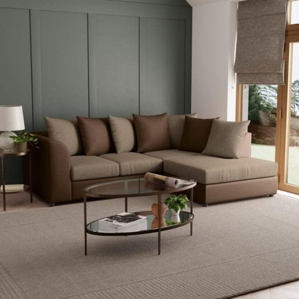 Karnak Winston 3 Seater L-Shape Velvet Sofa – Brown