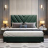 Karnak Quincy Tufted headboard Velvet Upholstery Bed – King: 180 x 200cm, Beige