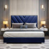 Karnak Quincy Tufted headboard Velvet Upholstery Bed – King: 180 x 200cm, Beige