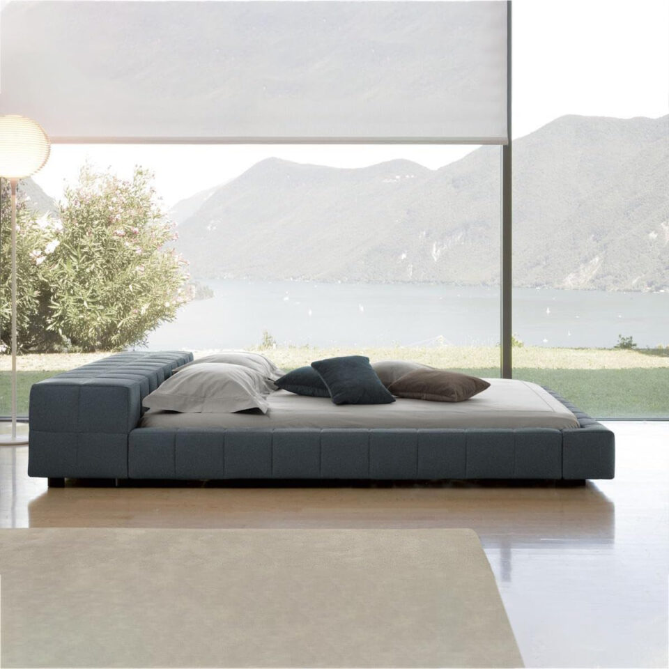 Karnak Bonaldo Squaring isola Alta Bed Polyester Upholstery – King: 180 x 200cm, Dark Grey…