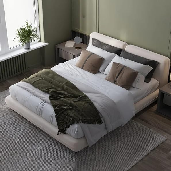Karnak Naya Double Cushion Upholstered Bed Luxury Modern Bed Frame for Bedroom – Queen: 160 x …