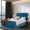 Karnak Raymond Upholstered Velvet Bed – Teal Blue, Super King: 200 x 200cm