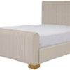 Karnak Elegant Upholstered Velvet Bed – Khaki, Twin: 120 x 200cm