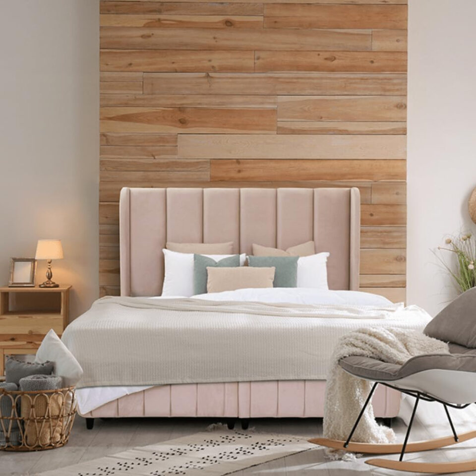Karnak Grace Upholstered Velvet Bed – Desert Sand, Super King: 200 x 200cm…