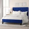 Karnak Freya Tufted Upholstered Velvet Bed – Catalina Blue, Super King: 200 x 200cm
