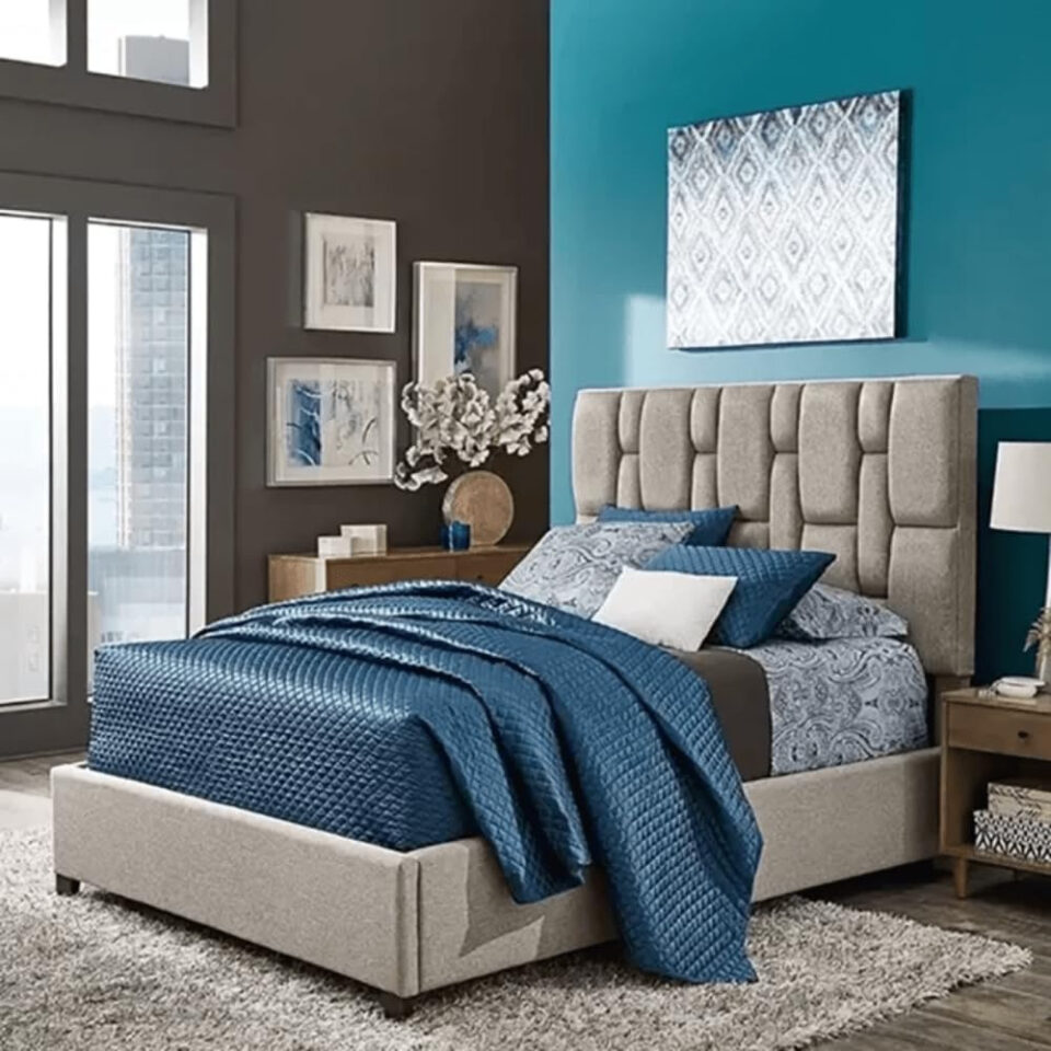 Karnak Estella Premium Upholstered Velvet Bed – Off-White, Twin: 120 x 200cm…