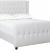 Karnak Diamond Upholstered Velvet Bed – White, Super King: 200 x 200cm