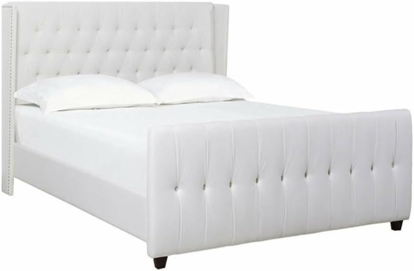 Karnak Diamond Upholstered Velvet Bed – White, Super King: 200 x 200cm…